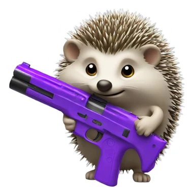 hedgehog with purple gun sticker