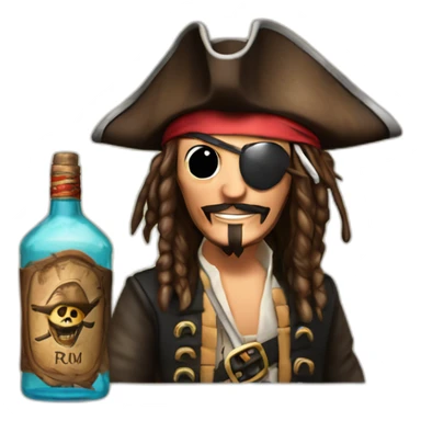 Captain Jack Sparrow and bottle of rum sticker
