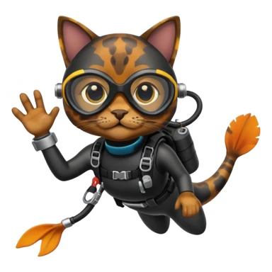 Scuba diving tortie cat sticker