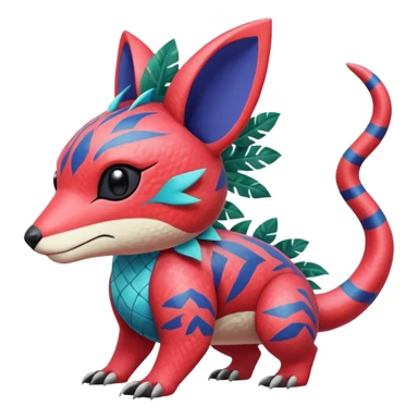  Patterned stitched exotic tropical cyber-Sleuth-Loyd-Garmaddon-Litten-Linoone-Noibat-Fakémon-Pokémon-Vernid-creature sticker