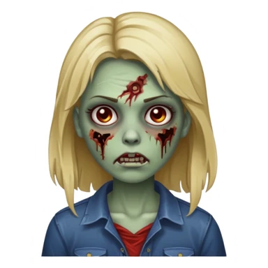 Create a zombie girl with dark hair and medium blonde highlights.  sticker