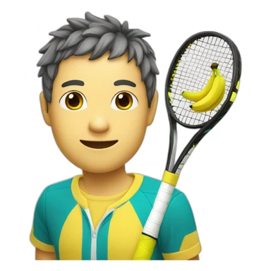 kawaii cute banana tennis player sticker