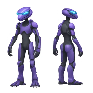 a Reptile-Raptor-Genesect-Fakémon with a futuristic visor-helmet and wearing a techwear-suit Full Body sticker