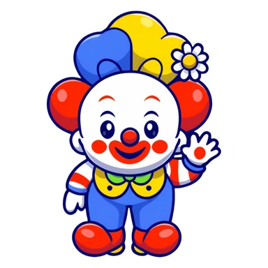 bright clown with flowers sticker
