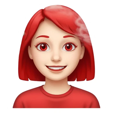 smiling through smoke red squinty eyes sticker