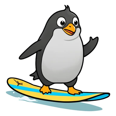 Penguin on a surfboard sticker