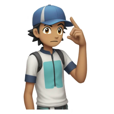 Pokemon ash putting hands on his face saying shhhh sticker