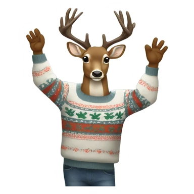 Big buck dancing with sweater on sticker