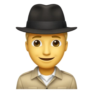 yellow man smiling wearing a black fedora with the hat's shadow covering his eyes sticker