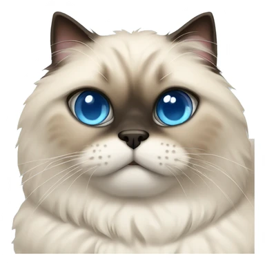 short-haired himalayan cat with blue eyes laying on back showing belly sticker