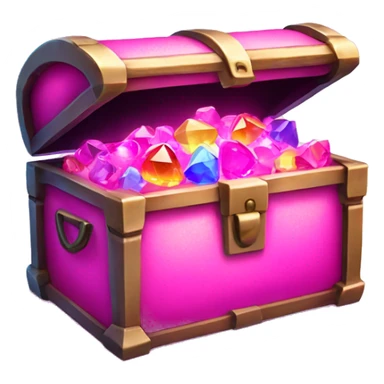 sparkling pink treasure chest filled with neon gems. sticker