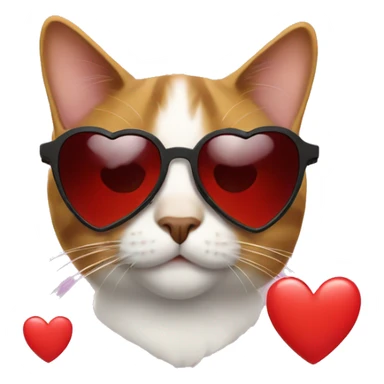 cat wearing heart shaped sunglasses sticker