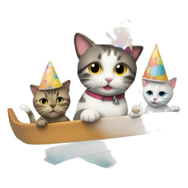 cat having a birthday party on a sailboat sticker