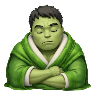 Incredible Hulk eyes closed sleeping curled up in a blanket up to his neck sticker