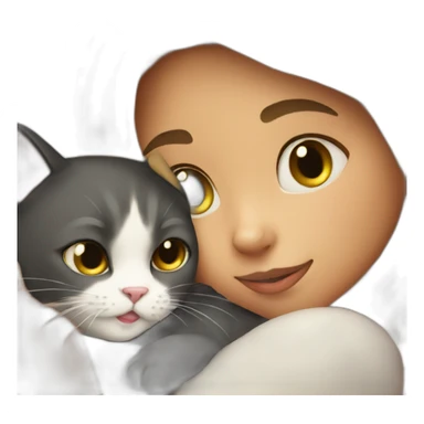 girl cuddling cat sticker