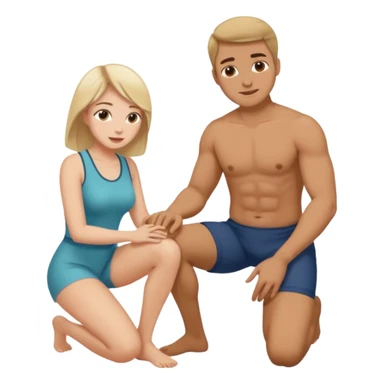 Woman on her knees in front of a man sticker