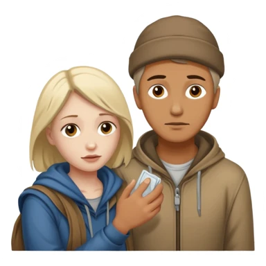 Man attending to a homeless woman sticker