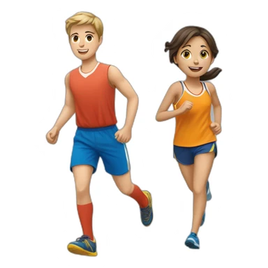une fille et un garçon faisant du sport  sticker