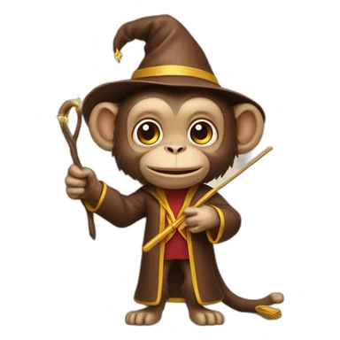 Monkey wizard with wand sticker
