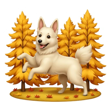 White belgian Shepard Dancing in fall and Love it sticker