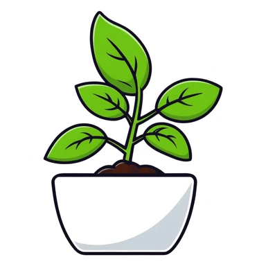 Fresh basil plant with green leaves sticker