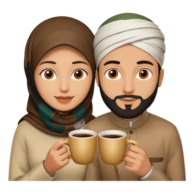 muslim couple beautiful finish drink coffee  sticker