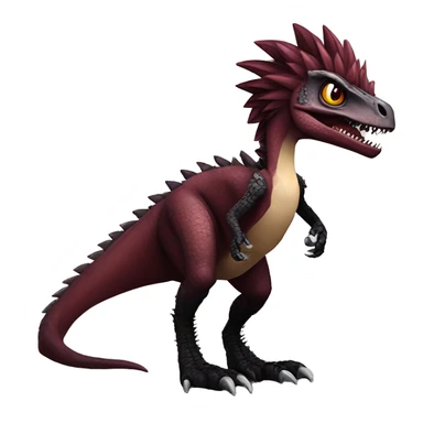 Maroon edgy badass modern sexy handsome punk velociraptor-dragon-Digimon, with black spiky mane, full body sticker