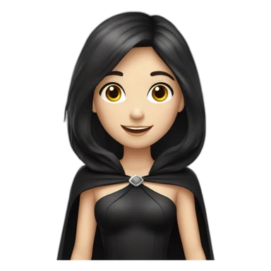 Happy-White-skin-girl—face-with-black-cape-costume-and-black-hair sticker