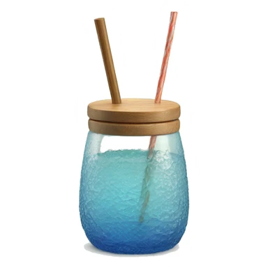 textured glass with wood lid and straw sticker