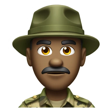 drill sergeant character wearing a classic sergeant hat and a camouflage army shirt. The character should have an angry intense expression. full torso sticker