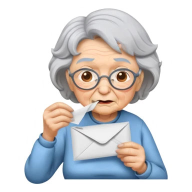 Grandma eating a envelope sticker