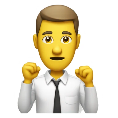 A yellow cartoon man facing forward holds a "MUGSHOT" sign with both hands. His expression is neutral or slightly serious, and he wears a simple shirt or t-shirt. sticker