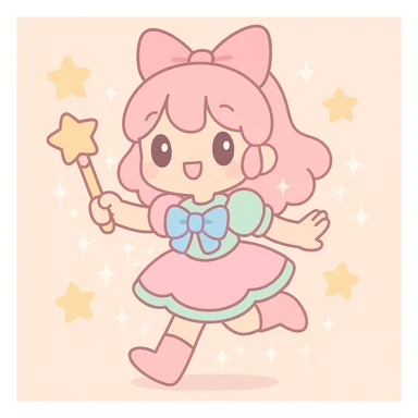anime style magical girl with sparkling effects, dynamic pose sticker