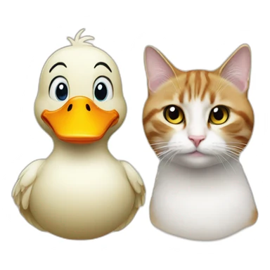 Duck and cat sticker