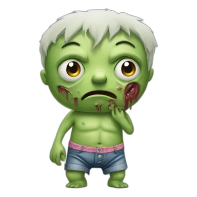 sad zombi in underpants hyperrealistic sticker