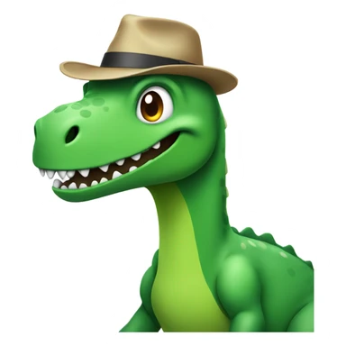 Green dino whit hat sticker