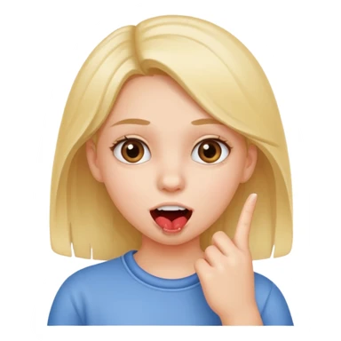 Girl who is putting her finger between her teeth sticker