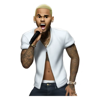 Hyper Realistic Chris Brown on stage singing  sticker