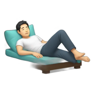 Asian guy sleeping on side with a pillow between his foot sticker