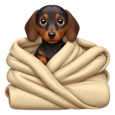 a black and a brown dachshund wrapped in a blanket sticker