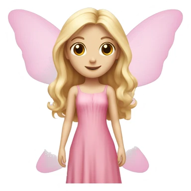 fairy with blonde long hair, pale skin, brown eyes and pink dress and pink wings  sticker
