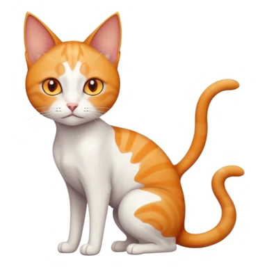 full body of tiny + skinny ginger and white cat with deep orange eyes and triangular shaped face sticker