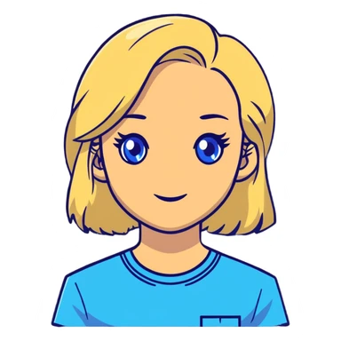 light gentle 20 year old girl in a shirt, light hair, blue eyes sticker