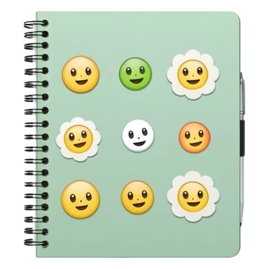 pale green note book with cute stickers sticker