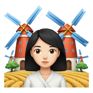 Black Hair People with  Windmills sticker