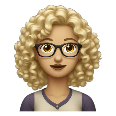 blonde curly young woman with glasses sticker