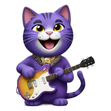 purple cat singing, cat in Elvis presley costume sticker