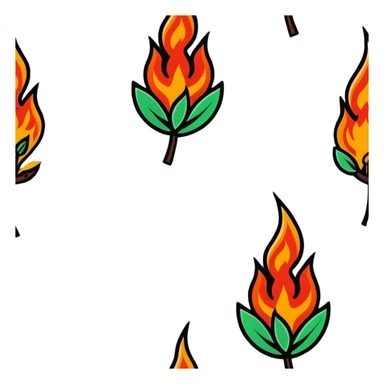 bush burning with orange and red flames sticker