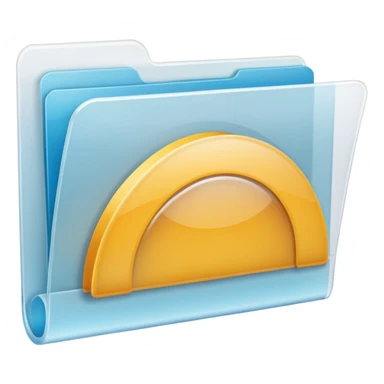 A **simple emoji-style icon** of a **transparent white plastic folder**, minimal and clean, with **rounded corners**, subtle translucency, soft shading, and a **small Concert arena symbol** on the front.
 sticker