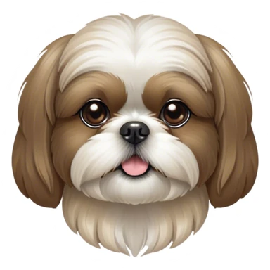 Cinematic Noble Shih Tzu Portrait Emoji, Poised and elegant, with a luxurious, flowing fur in refined muted tones, delicate features and wise, gentle eyes, simplified yet meticulously detailed, glowing with a soft, regal radiance, high shine, exuding quiet dignity and timeless charm, soft glowing outline, capturing the essence of a noble Shih Tzu that epitomizes refined poise! sticker